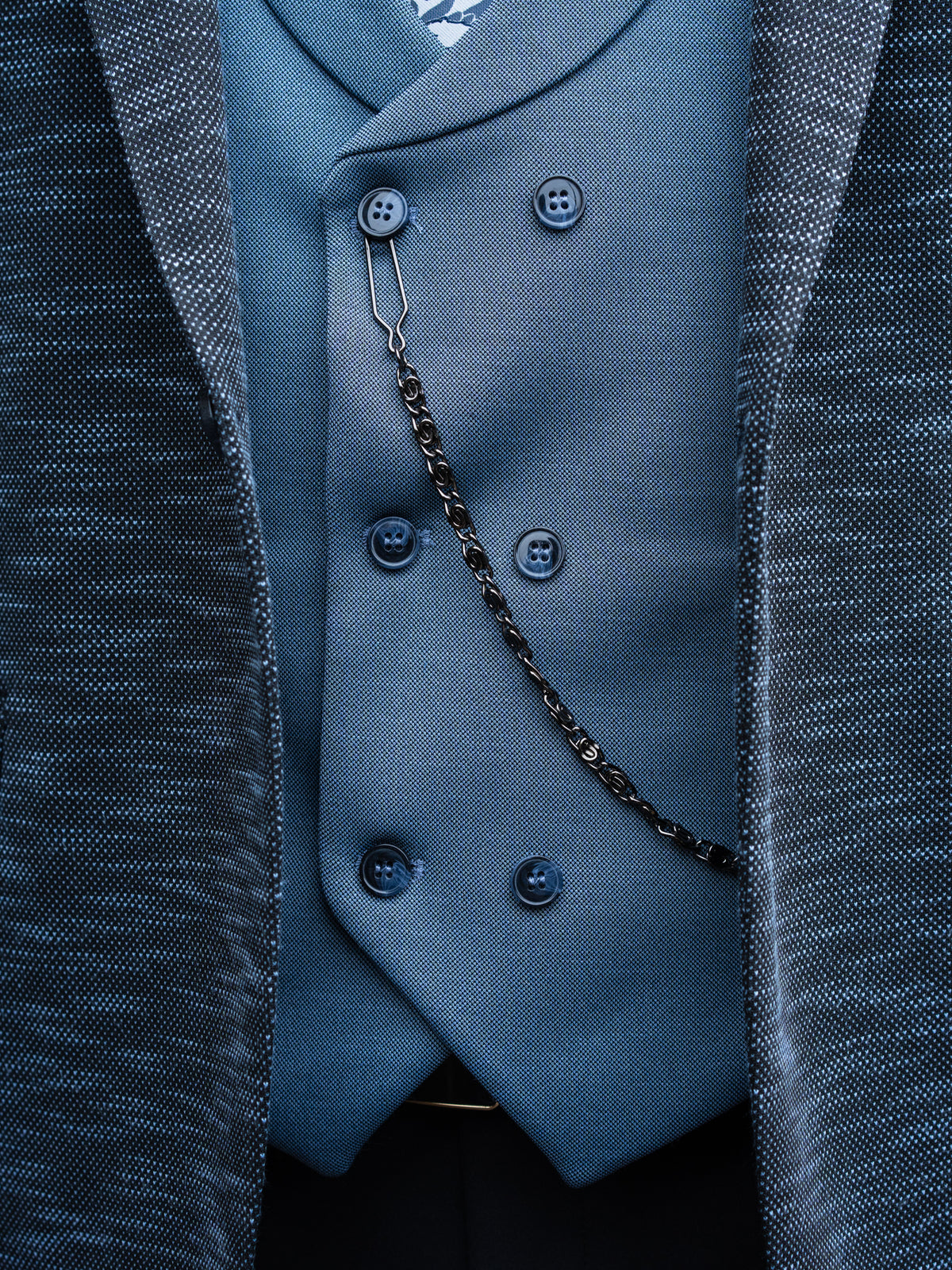 Solace - Slate Blue/Black 3 Piece Suit