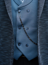 Solace - Slate Blue/Black 3 Piece Suit