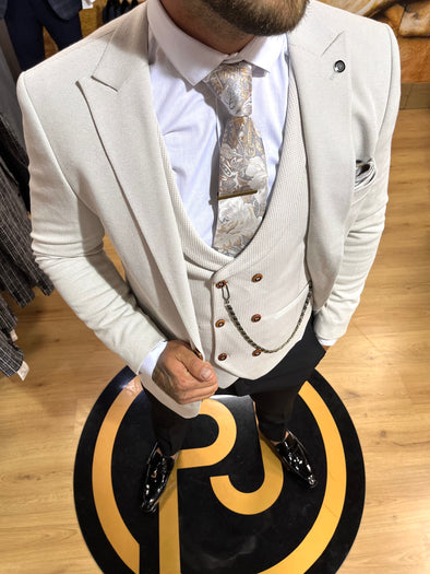 Prayto - Cream 3 Piece Suit