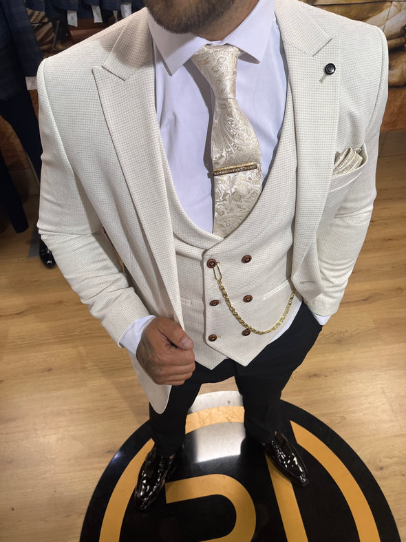 Dondi - Cream 3 Piece Suit