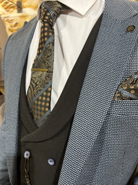 Meletti - Blue/Black 3 Piece Suit