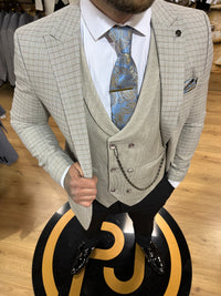Frida - Beige/Blue 3 Piece Suit
