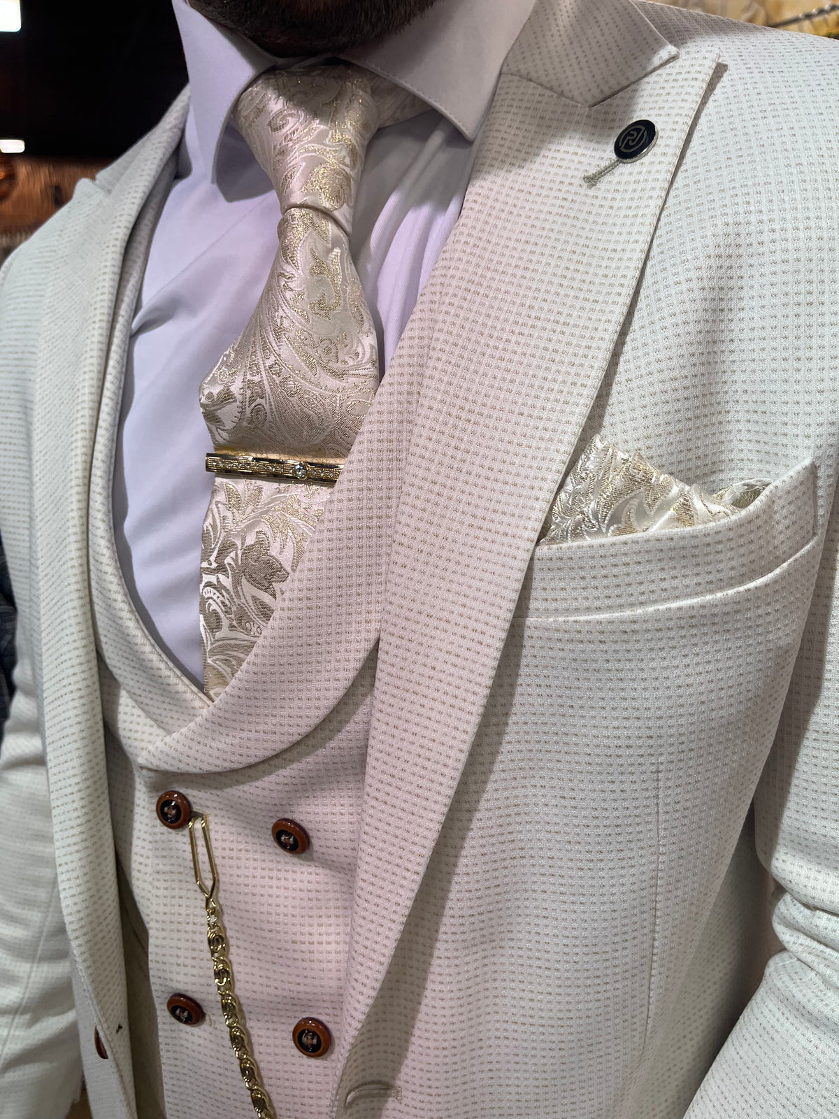 Dondi - Cream 3 Piece Suit