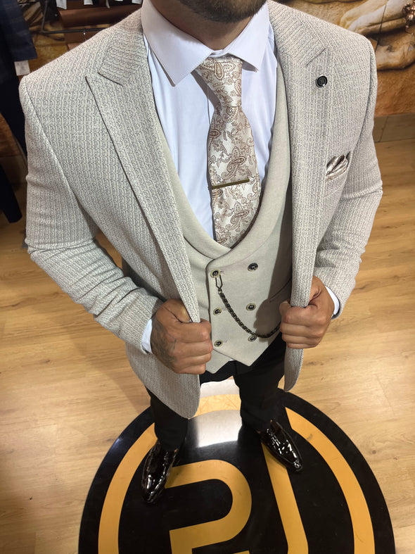 Caruso - Beige 3 Piece Suit
