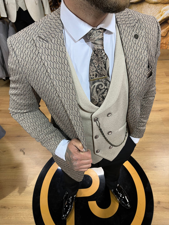 Rembrant- Brown/Cream 3 Piece Suit