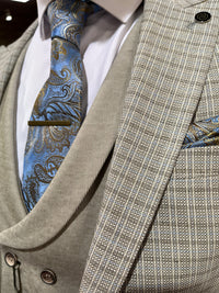Frida - Beige/Blue 3 Piece Suit