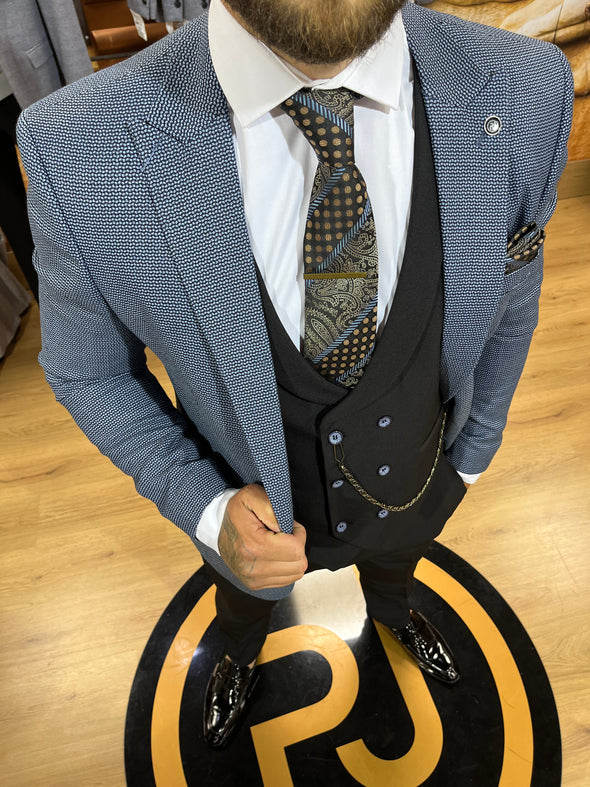 Meletti - Blue/Black 3 Piece Suit