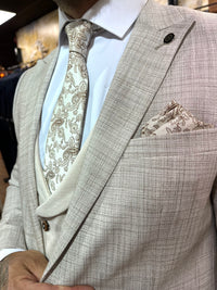Vinco - Light Brown/Cream 3 Piece Suit