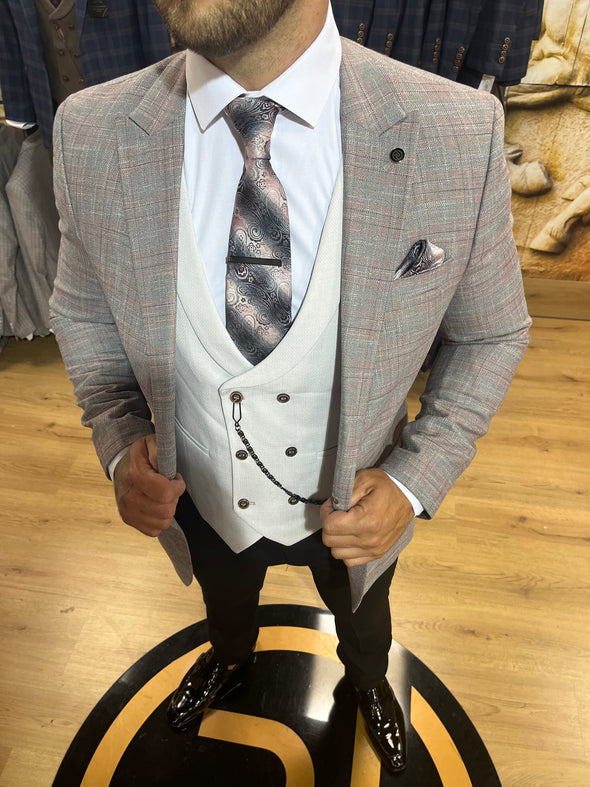 Fontana - Grey/Pink 3 Piece Suit