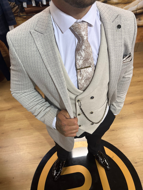 Caruso - Beige 3 Piece Suit