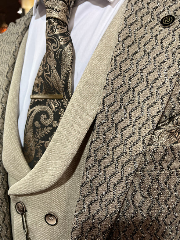 Rembrant- Brown/Cream 3 Piece Suit