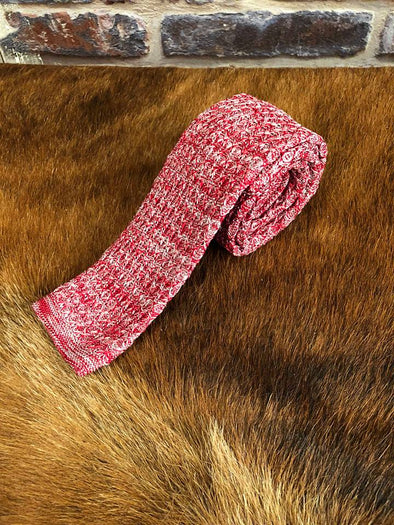Knitted Flat Edge Pattern Tie - Red