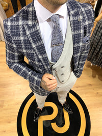 Quintin - Navy/Grey 3 Piece Suit