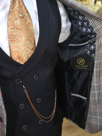 Morteza - Orange/Grey/Black 3 Piece Suit