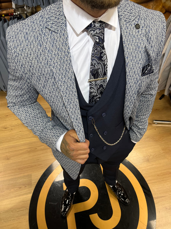 Cantona - Navy 3 Piece Suit