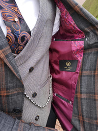 Mara - Grey/Orange 3 Piece Suit
