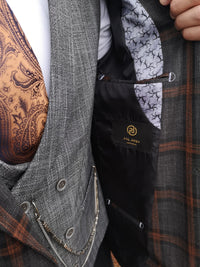 Mara 2 - Grey/Orange 3 Piece Suit