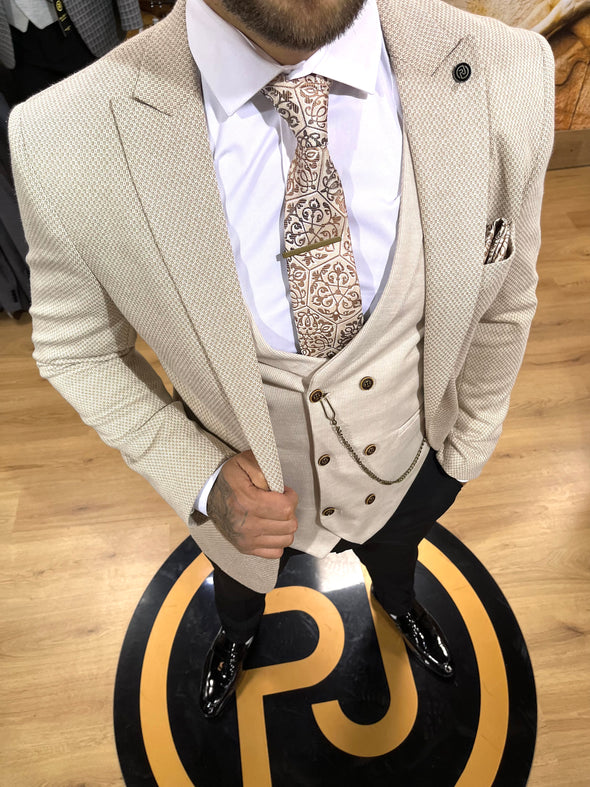 Modric - Cream 3 Piece Suit