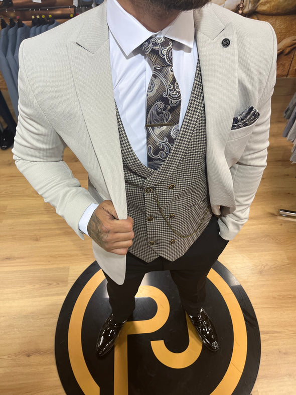 Ginola - Stone 3 Piece Suit