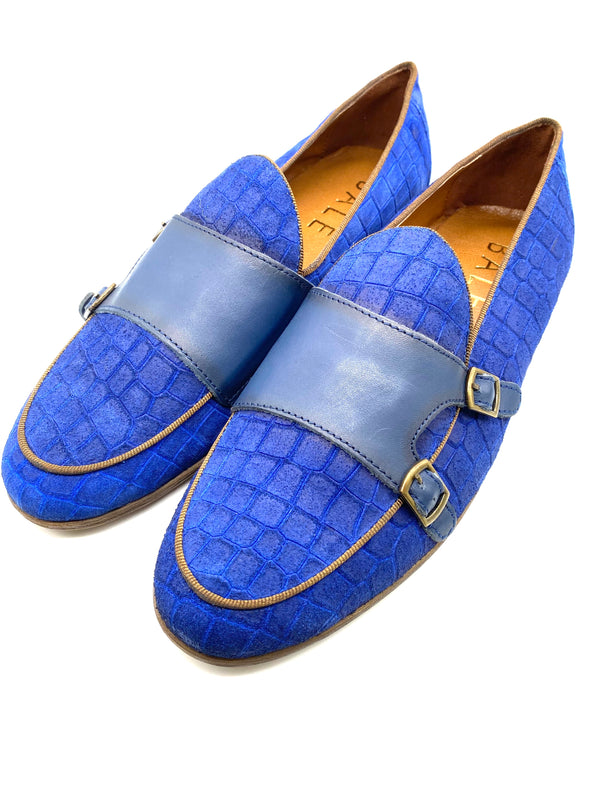 Monk Strap Croc Loafer Loafer Shoe - Blue