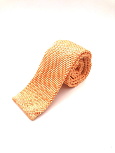 Knitted Flat Edge Tie - Orange