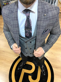 Mens grey 3 piece slim suit