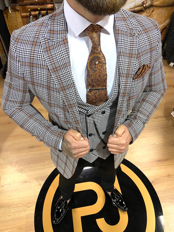 Hartley - Grey/Burnt Orange 3 Piece Suit