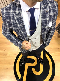 Quintin - Navy/Grey 3 Piece Suit