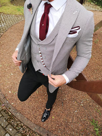 Pocket Square - Burgundy/White