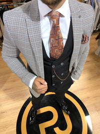 Marilyn  - Grey/Black/Orange 3 Piece Suit