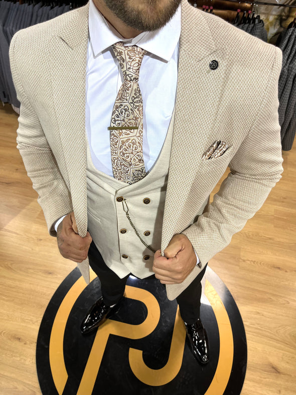 Modric - Cream 3 Piece Suit