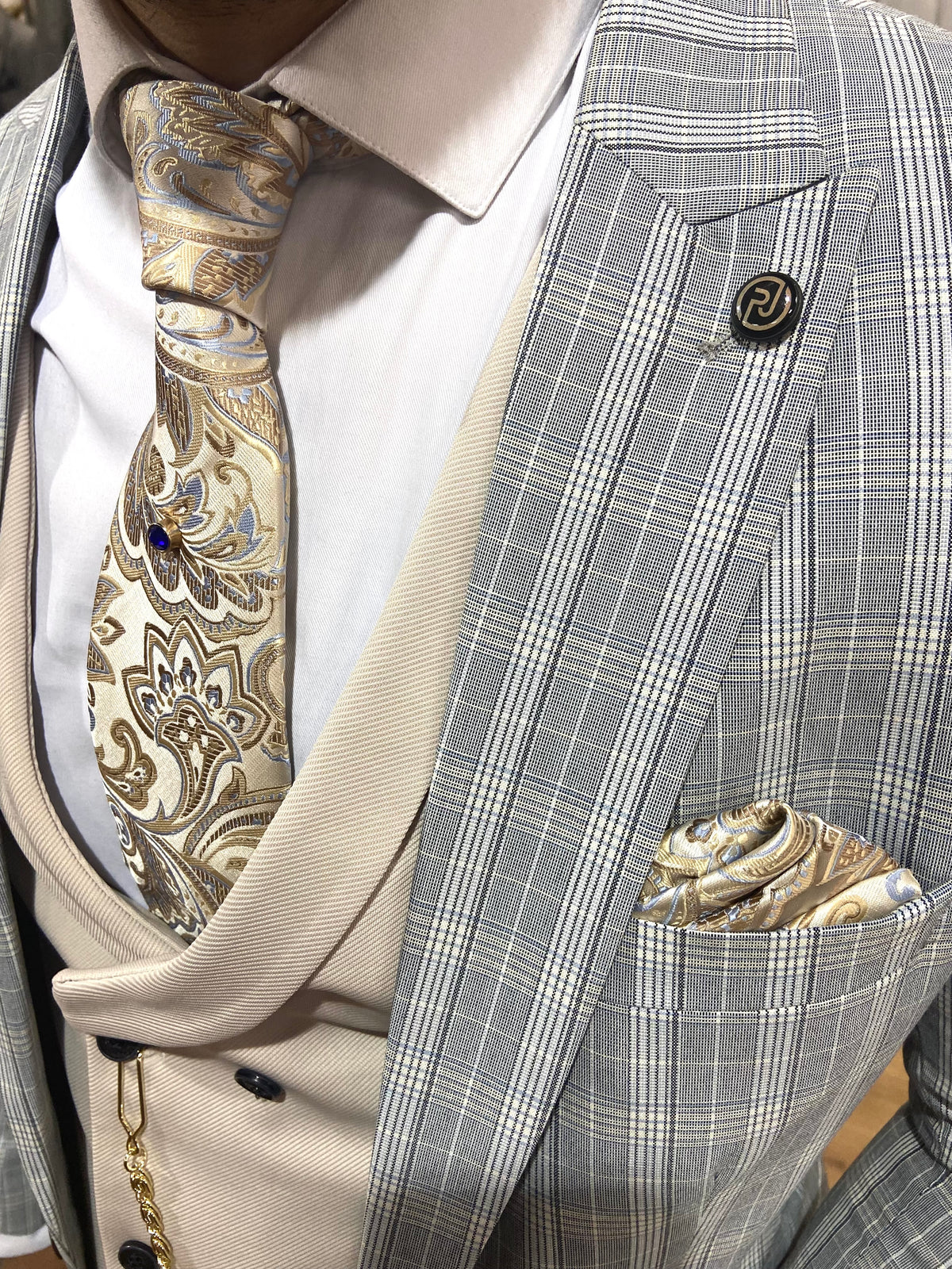Nero - Blue/Cream 3 Piece Suit