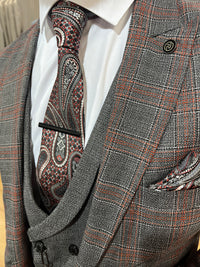 Gullit - Dark Grey/Red 3 Piece Suit
