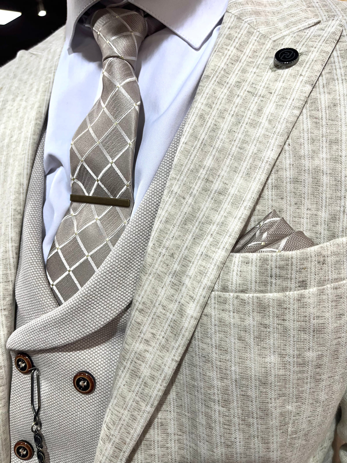 Bassa - Light Oatmeal 3 Piece Suit