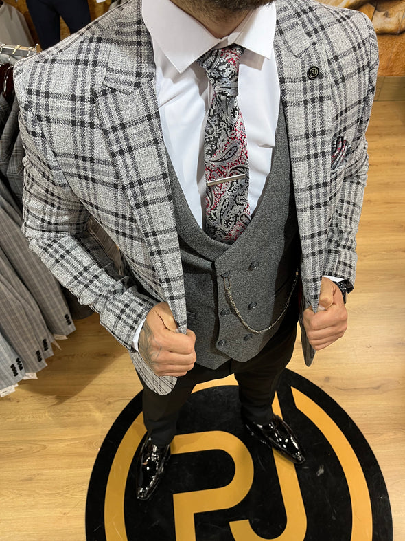 Moore - Grey/Black 3 Piece Suit