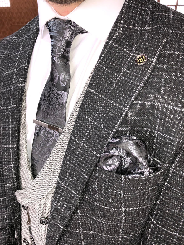 Wattson - Black/Grey 3 Piece Suit