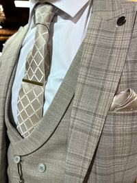 Savoca - Light Brown/Cream 3 Piece Suit