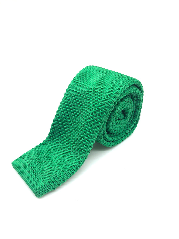 Knitted Flat Edge Tie - Green