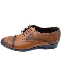 Pebble Toe Brogue Shoe - Tan