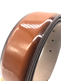 Faux Patent Leather Belt - Tan