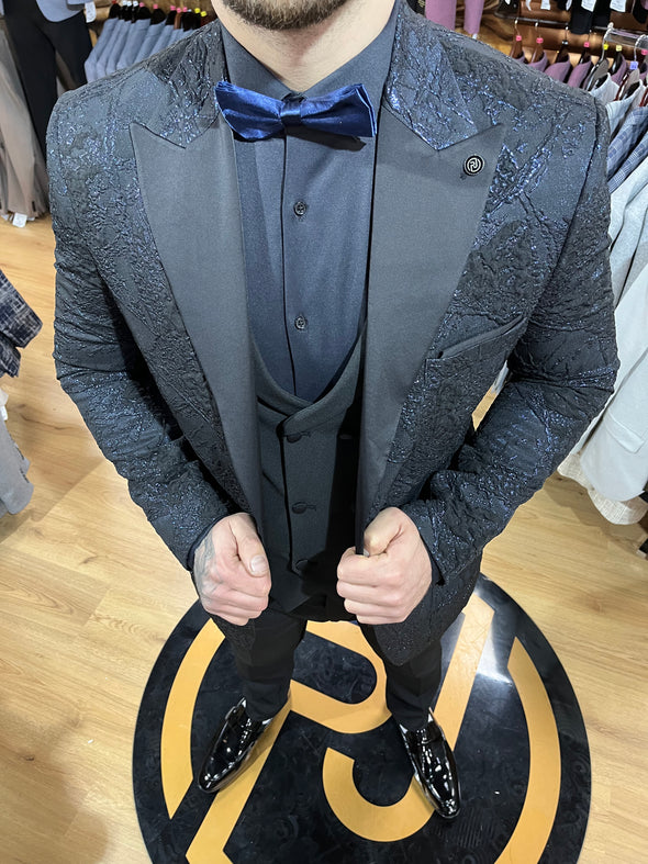 Cetara - Black/Blue 3 Piece Suit