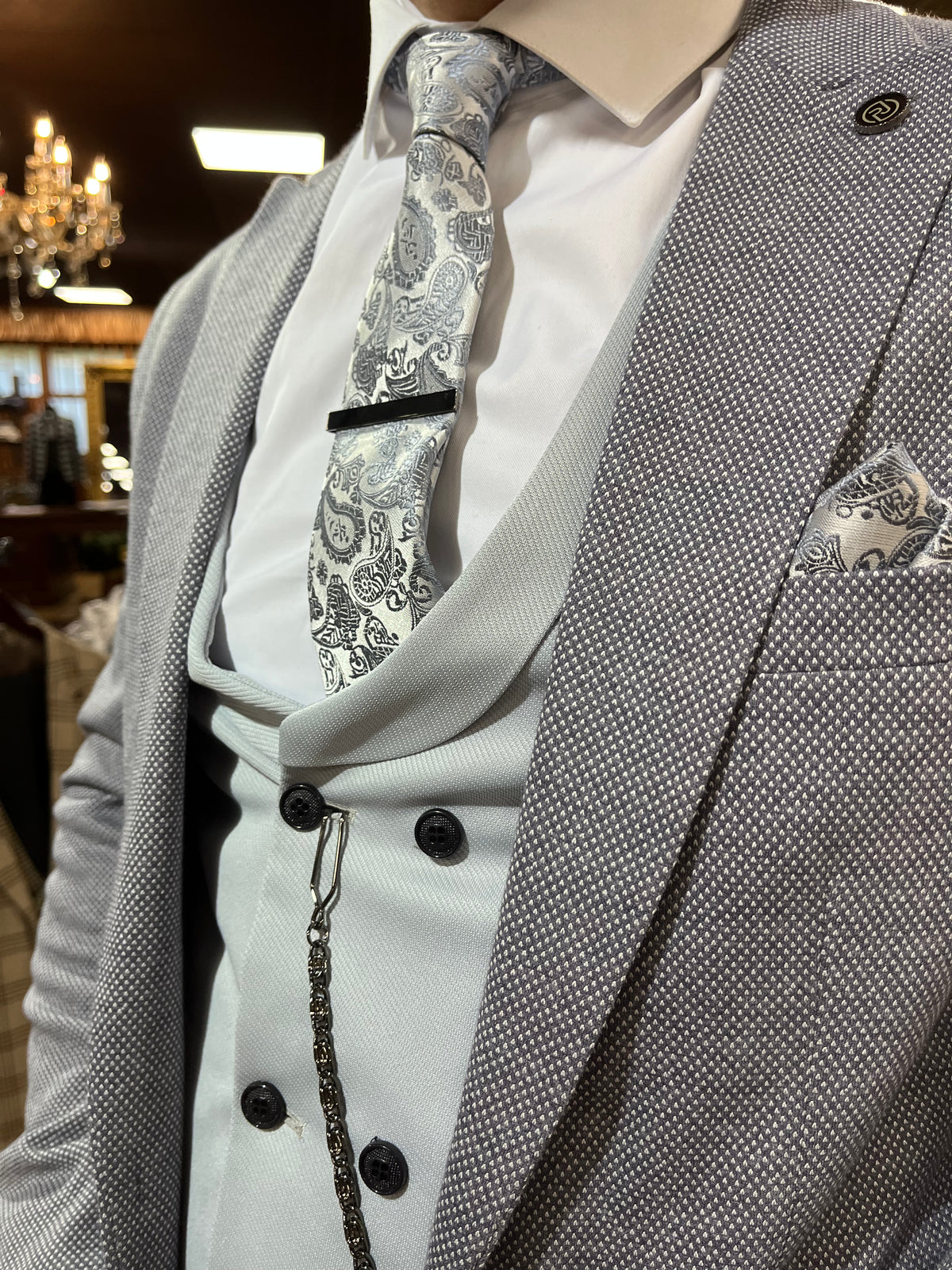 Nasri - Steel Blue 3 Piece Suit