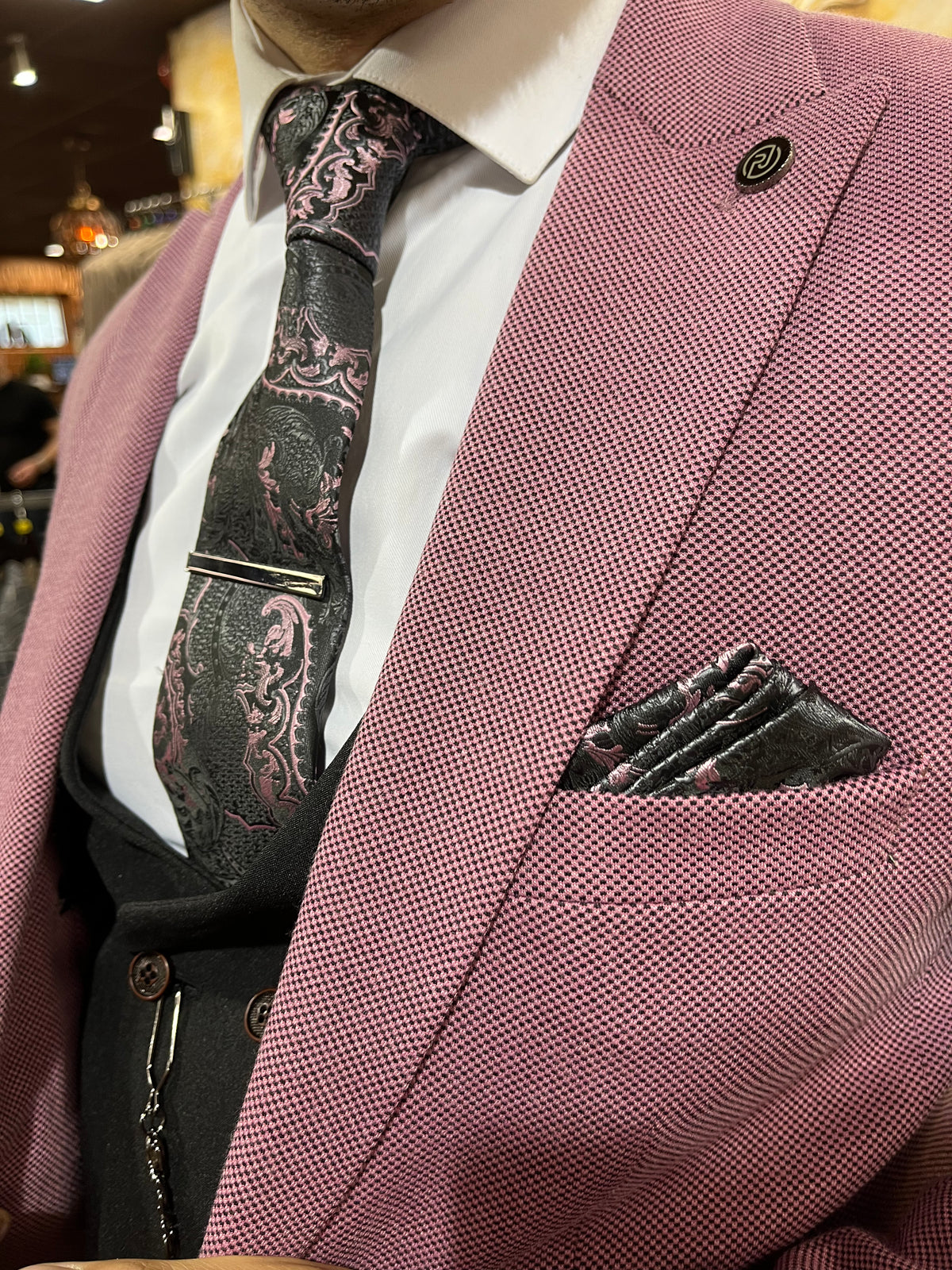 Mbappe - Pink/Black 3 Piece Suit