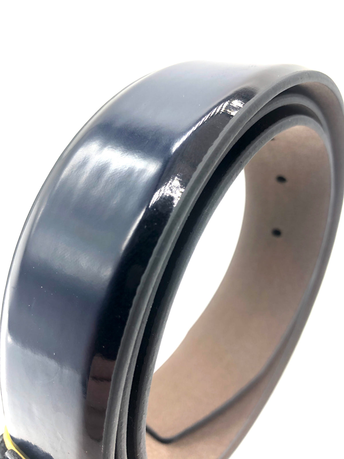 Faux Patent Leather Belt - Navy