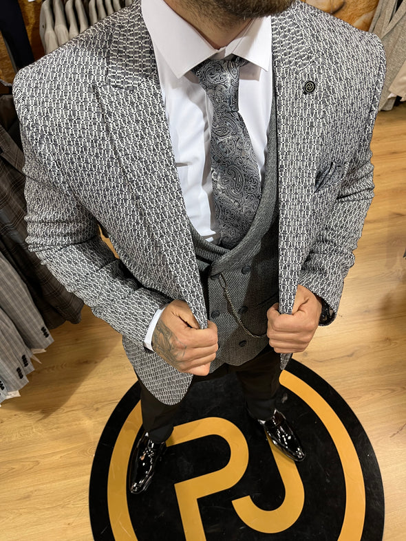 Beckham - Grey/Black 3 Piece Suit