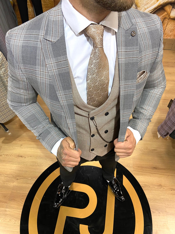 Finley - Grey/Brown 3 Piece Suit