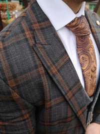 Mara 2 - Grey/Orange 3 Piece Suit