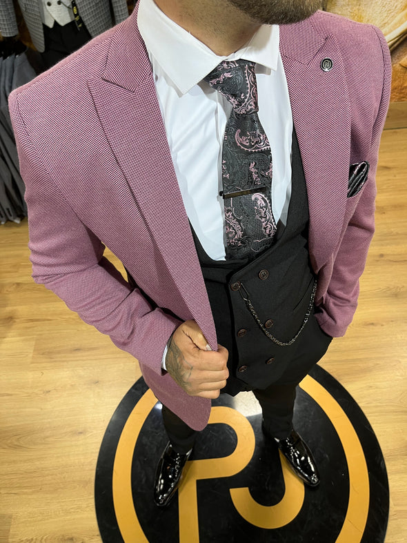 Mbappe - Pink/Black 3 Piece Suit