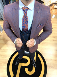 Gazza - Burnt Orange/Navy 3 Piece Suit