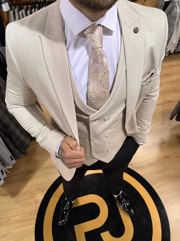 Nazeem - Cream 3 Piece Suit